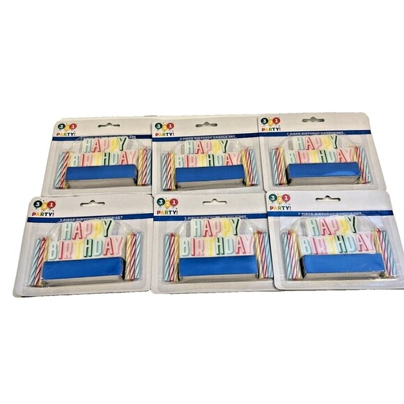 42 Pcs - 321 Party “Happy Birthday” 7 Piece Candle Set Cake Top | 6pk Brand New - Picture 2 of 6